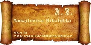 Manojlovics Nikoletta névjegykártya