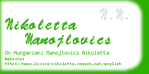nikoletta manojlovics business card